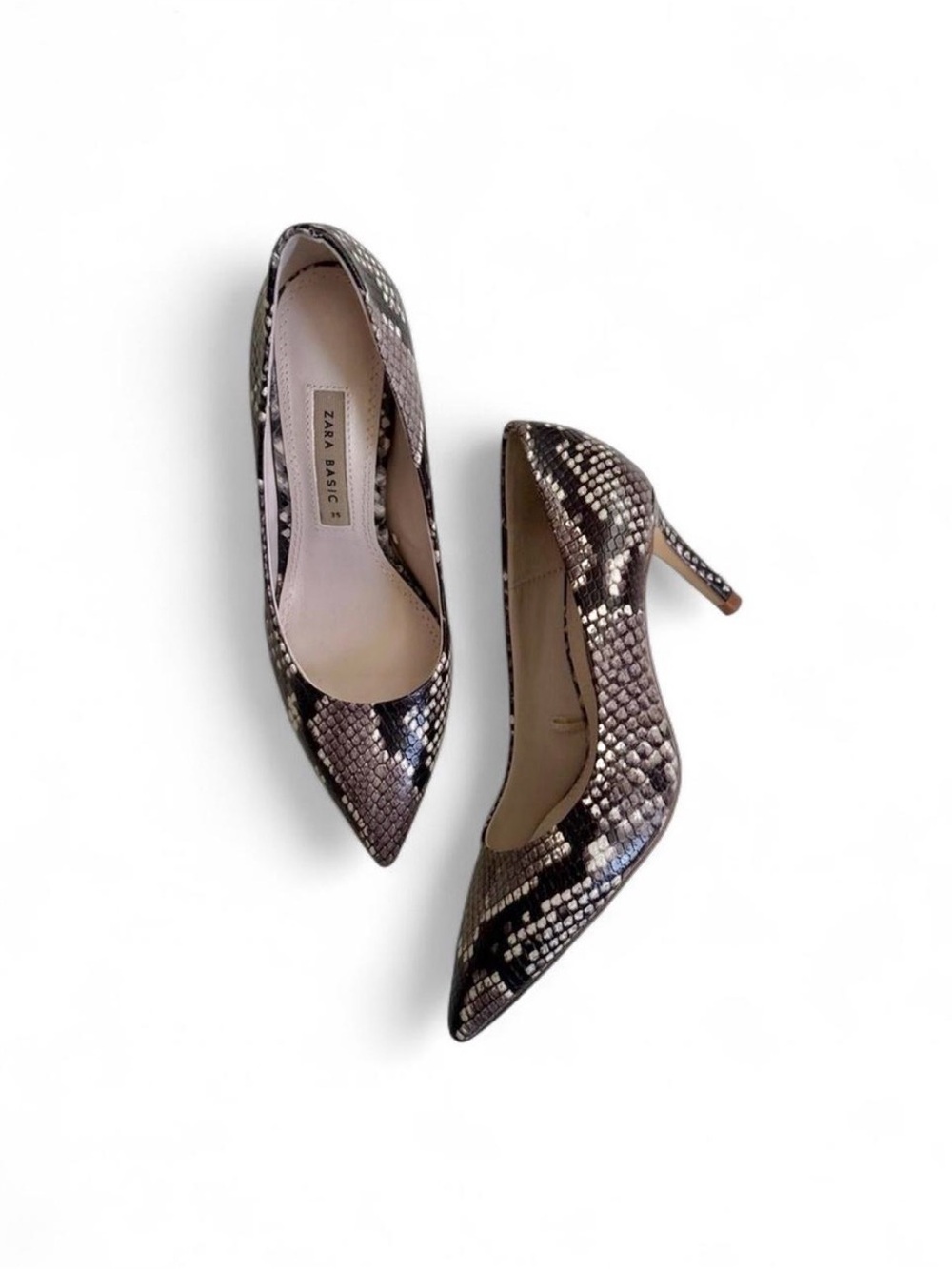 New Zara Snake Print Leather Pumps Size 5 / 5.5
